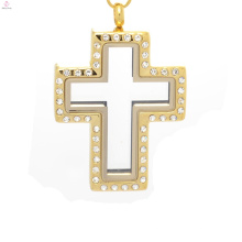 Kreuz Medaillon Anhänger in Gold Schmuck, Fee Tür Medaillon Anhänger, offene Kreuz Medaillon